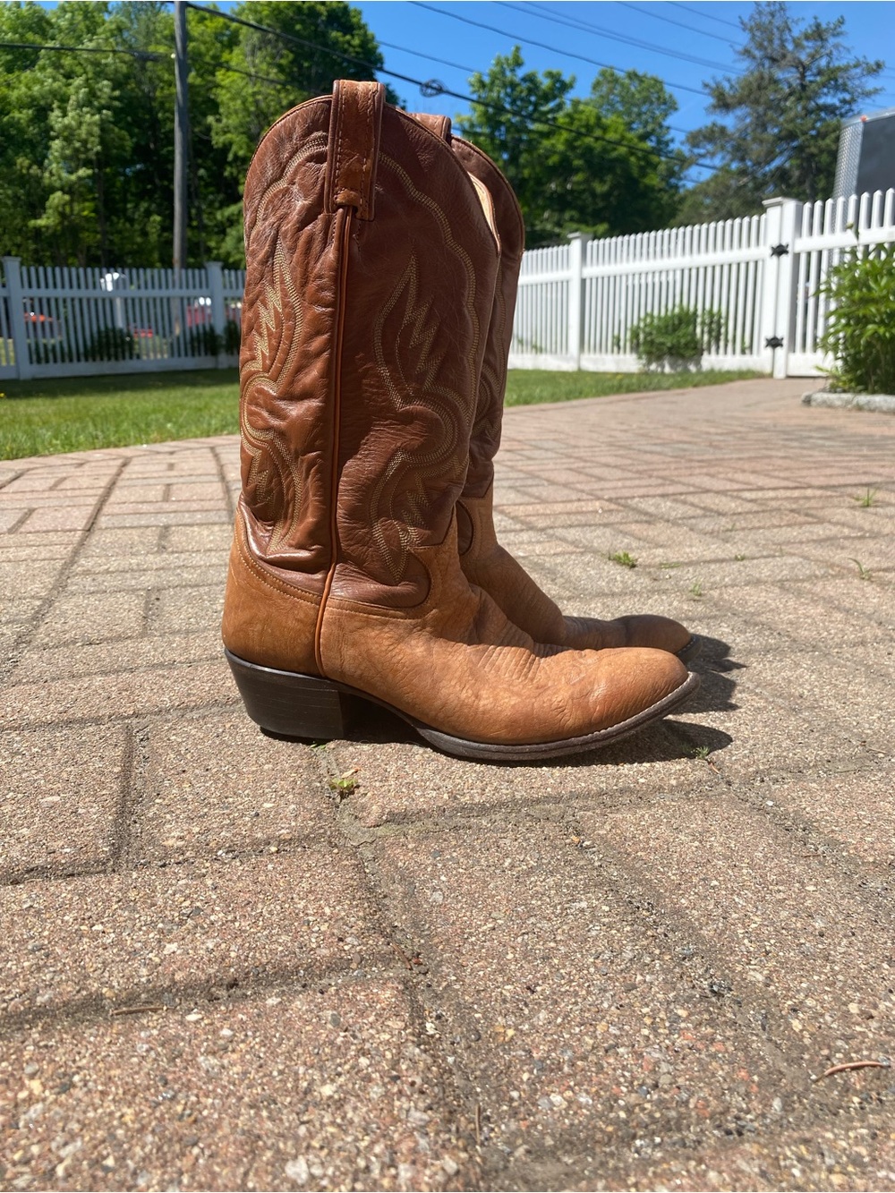 Classic Brown Leather Tony Lama Cowboy Boots